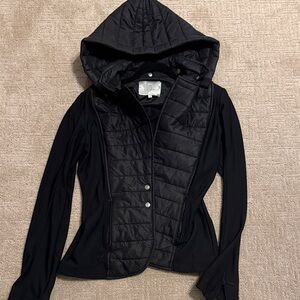Anatomie Women's Mixed Media Black Hooded Jacket